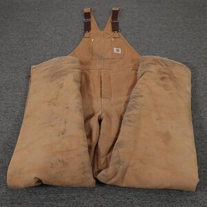 Vintage Carhartt Bib Overalls Mens 36x36 Brown Duck Canvas Insulated Y2K USA